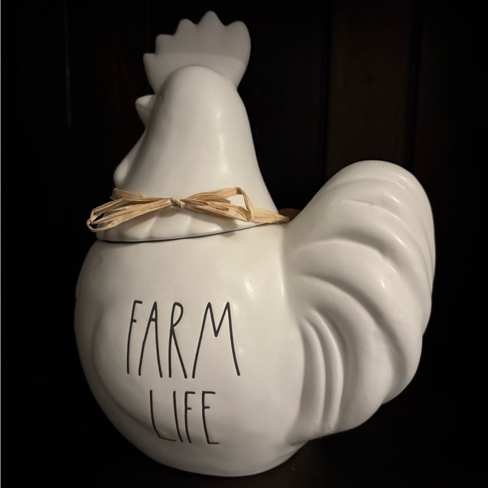 Farmhouse White FARM LIFE Ceramic Rooster Canister
